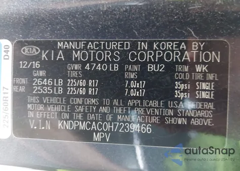 2017 Kia Sportage Lx from USA, damaged, VIN KNDPMCAC0H7239466